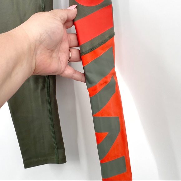 Ryderwear NEONUDE Scrunch Bum Leggings in Khaki Green/Orange Sz XS - Picture 4 of 10